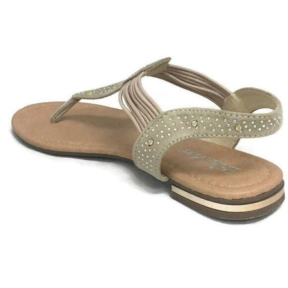 Bella Marie Womens Size 6 ANNA Slip On Beach Rhinestone Gladiator Sandals Beige - Picture 5 of 10